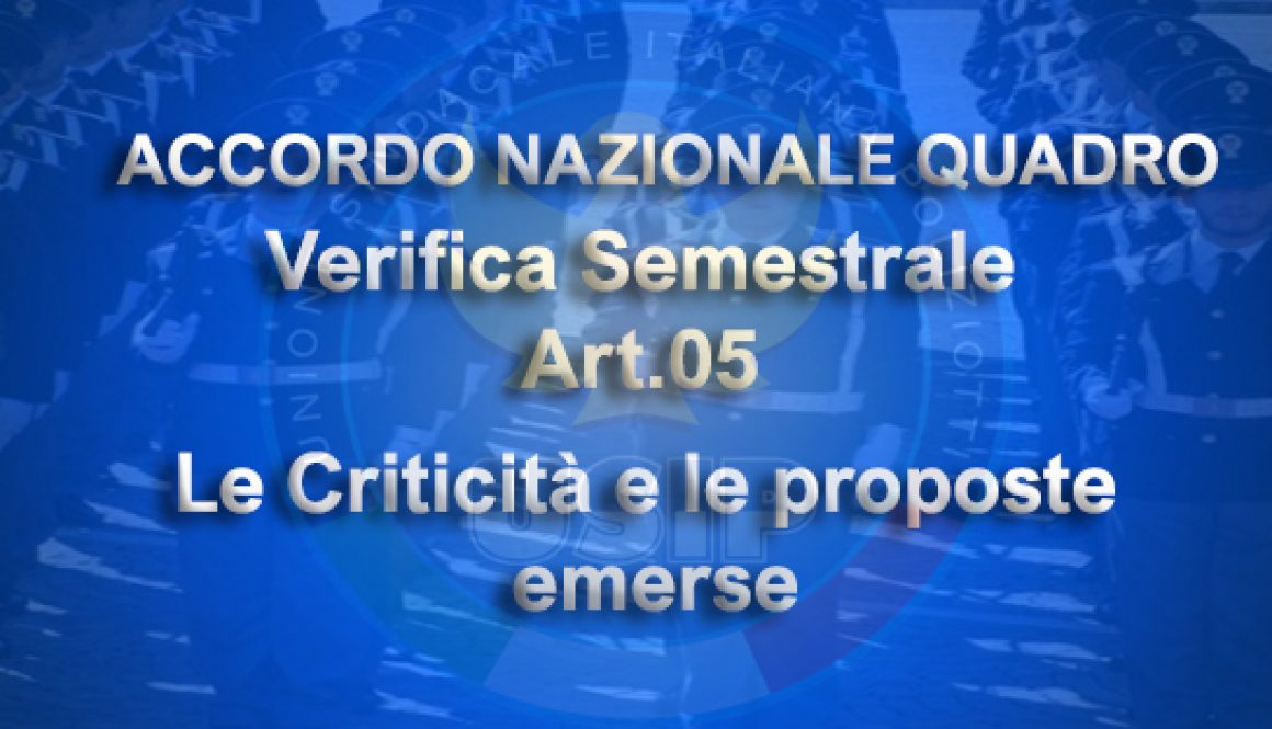 Accordo Nazionale Quadro Art 05 CRITICIT° EMERSE